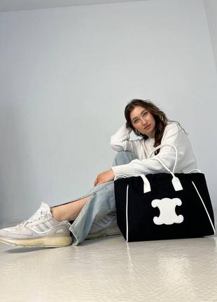 Женская сумка текстильная celine молодежная, брендовая сумка шопер через плечо  sk17103 фото
