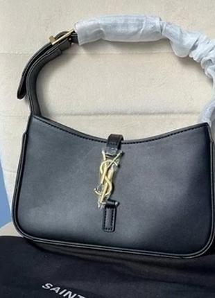 Жіноча сумка із еко-шкіри yves saint laurent hobo black ив сен лоран хобо yves saint laurent чорного кольору молодіжна, брендова