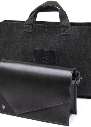 Женская стильная сумка из натуральной кожи grande pelle 11434 черный5 фото