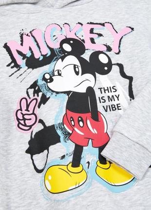 Яркий серый худи свитшот primark mickey mouse and friends с капюшоном, микки маус, disney3 фото