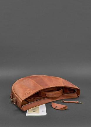 Кожаная женская сумка круассан светло-коричневая blanknote4 фото