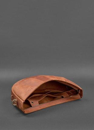 Кожаная женская сумка круассан светло-коричневая blanknote5 фото