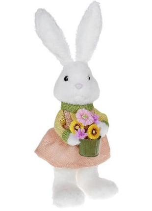 Фігурка інтер'єрна rabbit with flowers 16x13x46 см bona dp118210