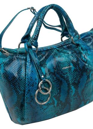 Жіноча шкіряна сумка giorgio ferretti 42х22х12 см блакитний (m31357m25 blue)