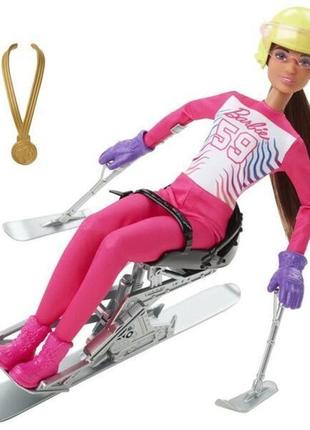 Детская зимняя спортивная кукла barbie paraski alpine + аксессуары mattel  ir218602