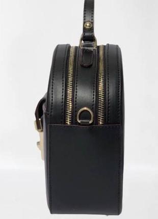 Кожаная женская сумка monica dante agostini 20*21*10 см черная (monica_neroburgundy)2 фото