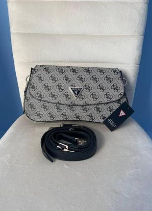 Жіноча сумка з еко-шкіри guess snapshot сірого кольору молодіжна, брендова сумка через плече  sk1341