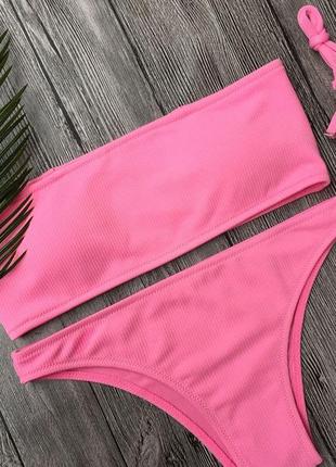 Купальник с топом розовый