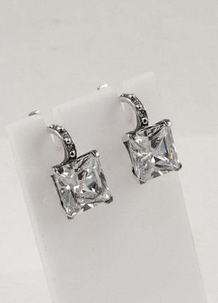 Сережки з великим каменем maxi silver 79353 фото