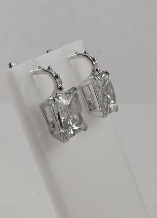 Сережки с большим камнем maxi silver 79355 фото