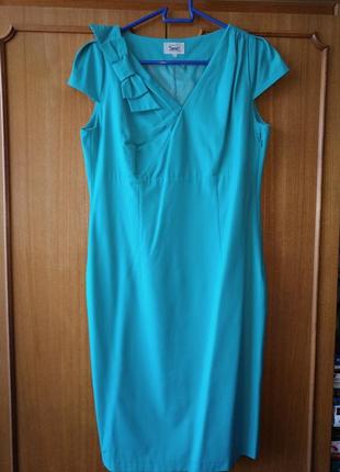 Бирюзовое нарядное платье space, р.50, 60% хлопок2 фото