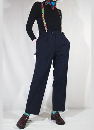 Нові британські класичні брюки з зіщипами brook taverner + вінтажні підтяжки3 фото