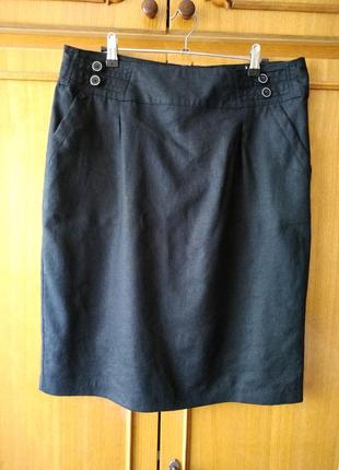 Черная юбка-карандаш миди george, лен+вискоза, uk14/eur422 фото