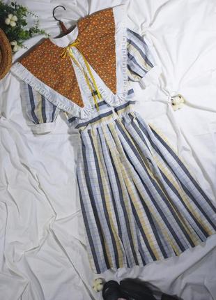 Вінтажна сукня в клітинку (vintage, котеджкор, в клітинку, плаття, з буфамт, рукав ліхтарик)4 фото