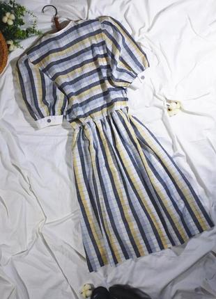 Вінтажна сукня в клітинку (vintage, котеджкор, в клітинку, плаття, з буфамт, рукав ліхтарик)8 фото