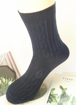 Средние мужские носки из бамбукового волокна черные, осенние носки до середины икры