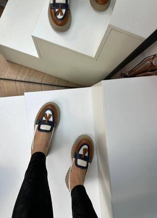 Ексклюзивні туфлі лофери з натуральної італійської шкіри та замші жіночі4 фото