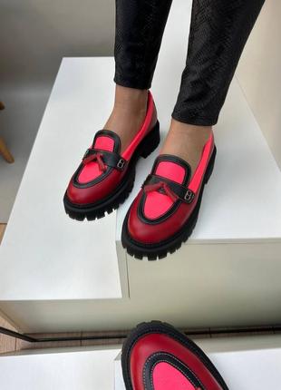 Ексклюзивні туфлі лофери з натуральної італійської шкіри та замші жіночі10 фото