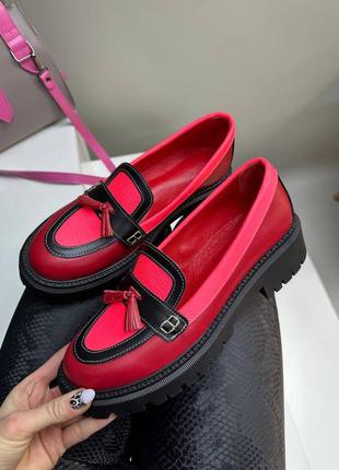 Ексклюзивні туфлі лофери з натуральної італійської шкіри та замші жіночі6 фото