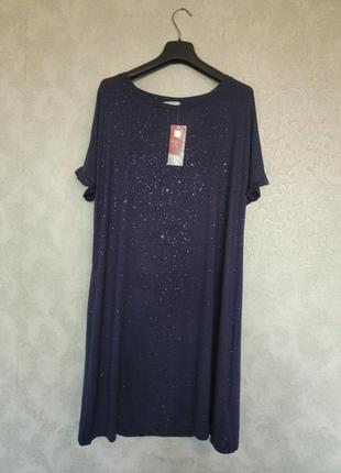 Цікаве плаття, сарафан блискітки темно-синій зоряне небо, бренду marks& spenser,р. 141 фото