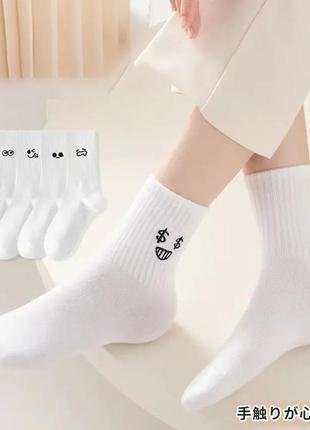 Набор белых прикольных носков 5п ар1 фото