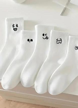 Набор белых прикольных носков 5п ар3 фото