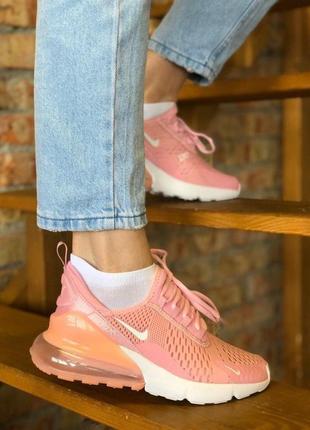 Замечательные женские кроссовки nike air max 270 пудровые розовые4 фото