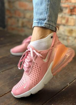 Замечательные женские кроссовки nike air max 270 пудровые розовые