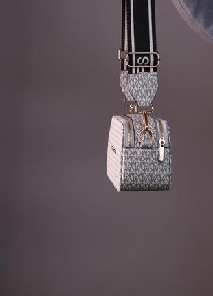 Женская сумка michael kors white with gray, женская сумка, брендовая сумка майкл корс белая/серая  sk17022 фото