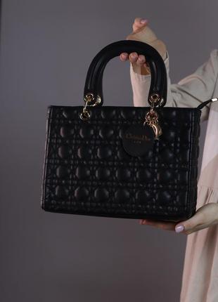Женская сумка christian dior lady black, женская сумка, брендовая сумка, кристиан диор леди черная  sk1003