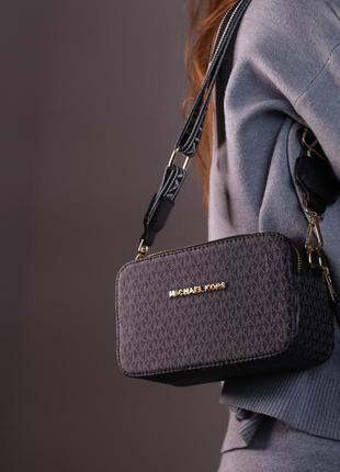 Женская сумка michael kors gray/black, женская сумка, брендовая сумка, майкл корс серая/черная  sk17045 фото