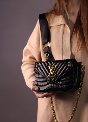 Женская сумка louis vuitton multi pochette black женская сумка, брендовая сумка луи виттон мульти черная