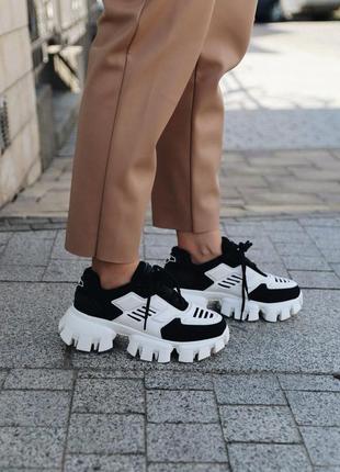 Женские кроссовки prada cloudbust black/white