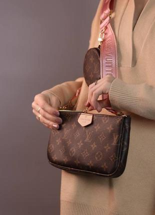 Жіноча сумка louis vuitton pochette multi brown, женская сумка, брендова сумка луї віттон мульті, почете, крос боді  sk04012 фото