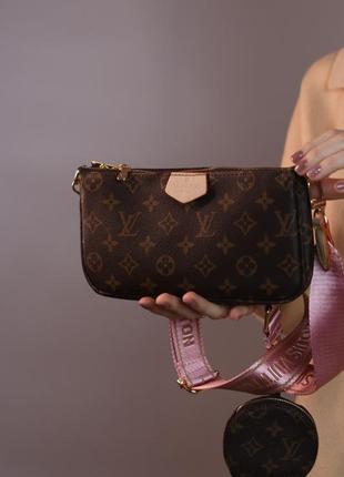 Жіноча сумка louis vuitton pochette multi brown, женская сумка, брендова сумка луї віттон мульті, почете, крос боді  sk04014 фото