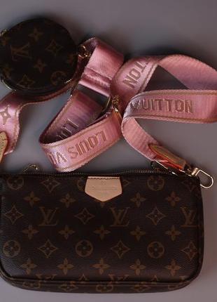 Жіноча сумка louis vuitton pochette multi brown, женская сумка, брендова сумка луї віттон мульті, почете, крос боді  sk04013 фото