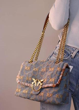 Жіноча сумка pinko love bag puff denim logo, женская сумка, пінко  sk1801p