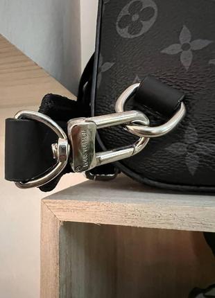Мужская сумка слинг луи витон нагрудная туристическая louis vuitton кожаная через плечо деловая сумка черная7 фото