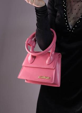 Женская сумка jacquemus le chiquito noeud pink, женская сумка жакмюс розового цвета  sk0101