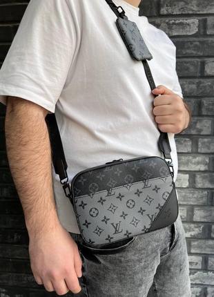 Чоловіча сумка через плече лочки вінон стильна сумка-месенджер 2 в 1 louis vuitton, класична щоденна  cap190