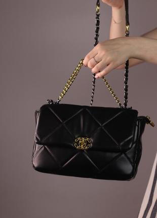 Жіноча сумка chanel 26 black, женская сумка, шанель чорного кольору  sk4015