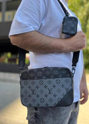 Чоловіча сумка через плече лочки витон стильна сумка-месенджер 2 в 1 louis vuitton, класична щоденна  cap169