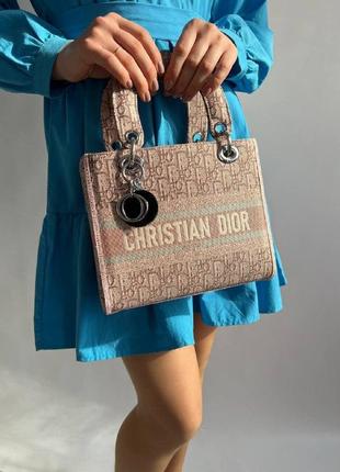 Женская сумка dior lady d-lite диор маленькая сумка шоппер на плечо красивая, легкая, текстильная сумка5 фото