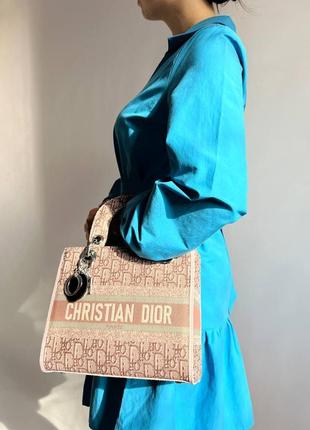 Женская сумка dior lady d-lite диор маленькая сумка шоппер на плечо красивая, легкая, текстильная сумка3 фото