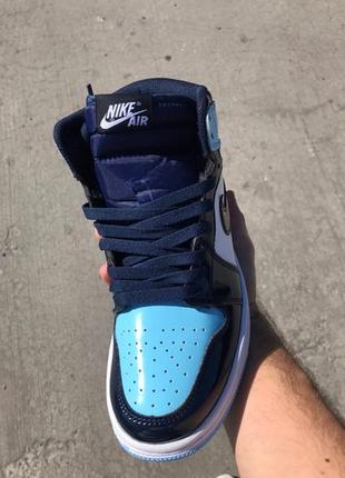 Кросівки nike air jordan 1 high og chill blue obsidian unc patent aj1 кроссовки5 фото