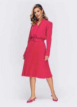 Платье розовое с юбкой-плиссе | 78950
