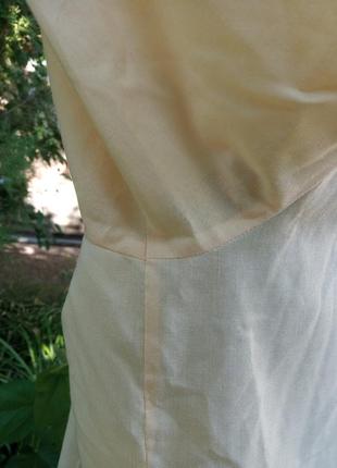 Рубашка хлопок в винтажном стиле со вставками прошва орнаментами ретро жёлтая4 фото