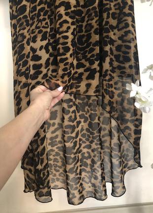 Асиметричне леопардове плаття, шифонова сукня, сукня з тваринним принтом5 фото