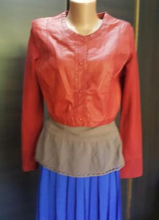 Тренд этой осени! новая  комби. куртка "sandwich" 36-38 разм нат.кожа/плотный тектиль