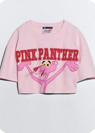 Кроп топ, футболка zara, pink panther